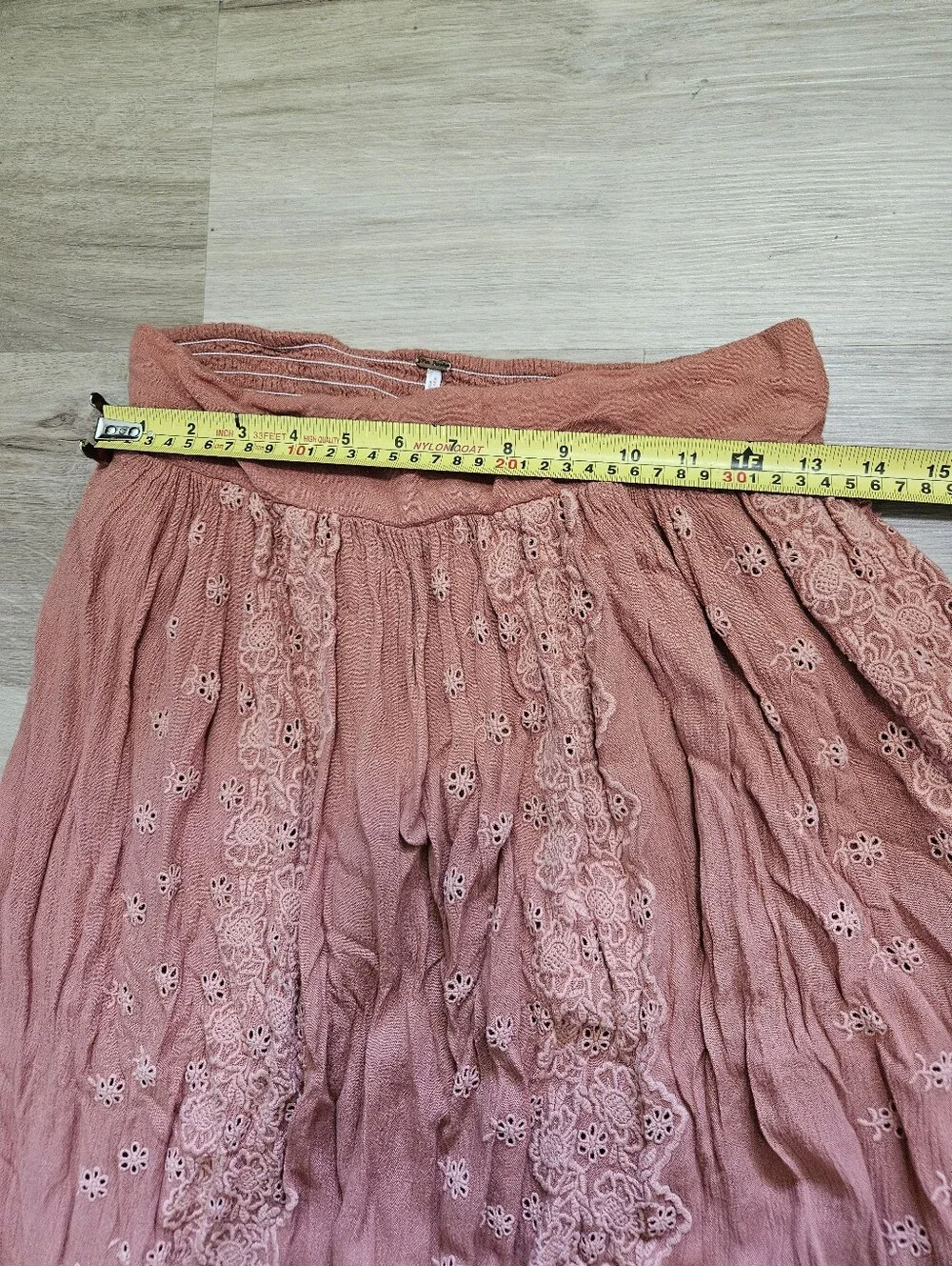 Free People Boho Embroidered Smocked Waist Maxi Skirt | Size Small